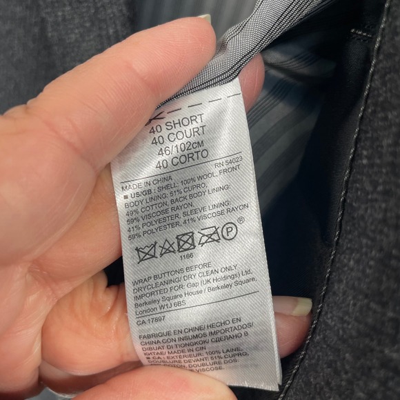 Banana Republic Glen Plaid Men 40S Wool Super 120s Double Breasted Blazer Gray - Picture 8 of 12